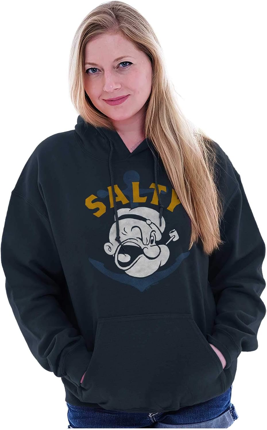 Brisco Brands Popeye Sailor Salty Attitude Funny Hoodie Sweatshirt Women Men