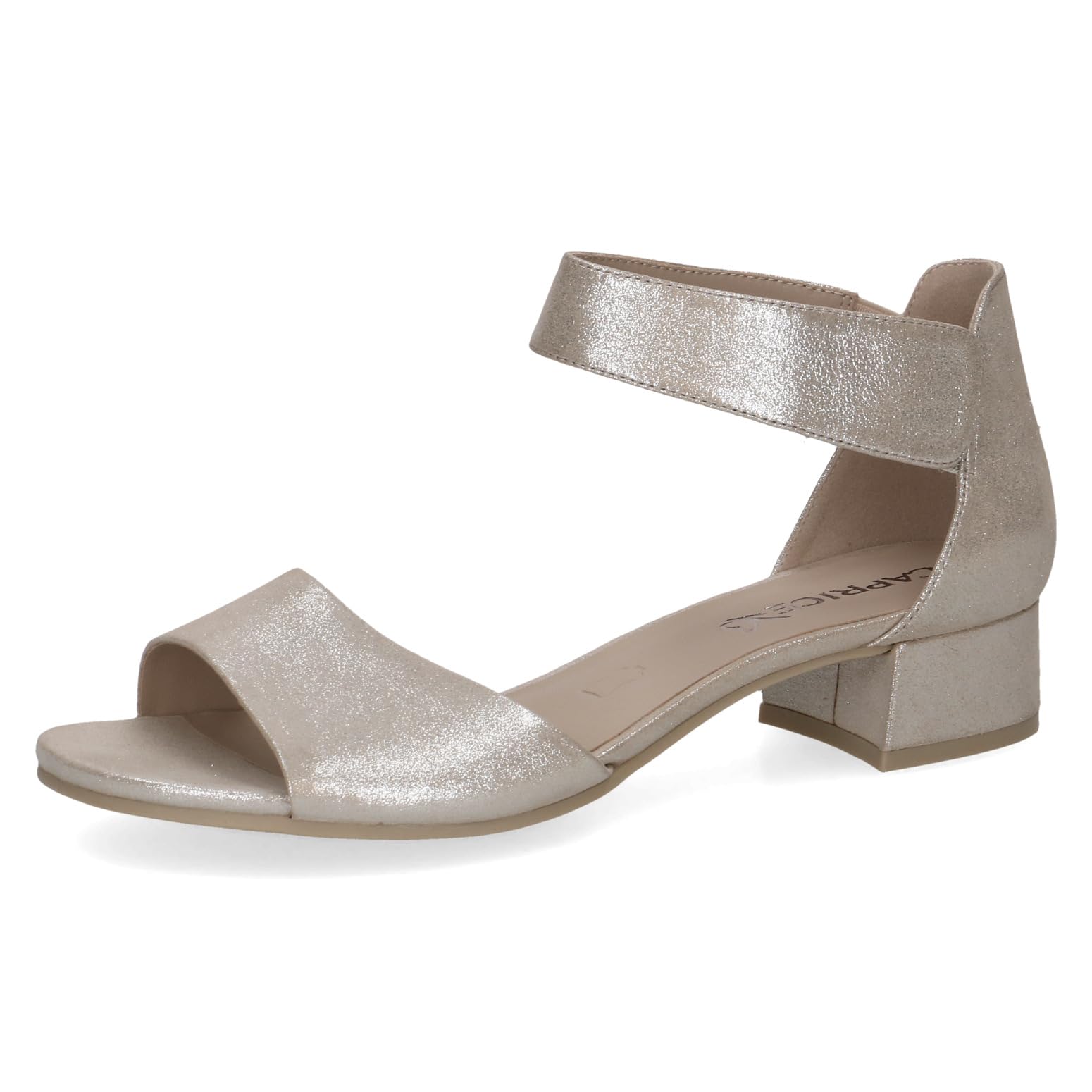 Caprice women's heeled sandal in leather, Brown (TAUPE METALLIC), 7.5 UK