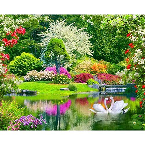 5d DIY Diamante Pintura Hermosa Lake Rubik & # 39; s Cube Diamantes de imitación Diamante Pintura Punto de Cruz Kits Bordado