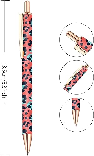 Miniatura 9 de Muenjxh 5 bolígrafos de clic con patrón de metal retráctil, reutilizable, de 0.039 pulgadas, mediano, para oficina y escuela (teñido anudado