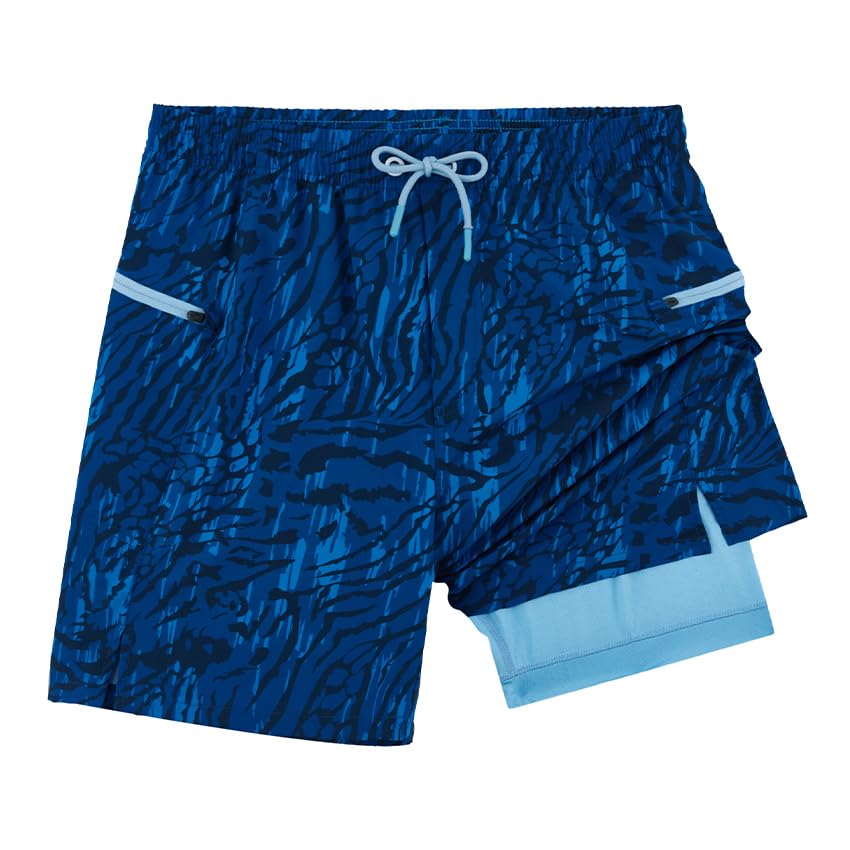 Mens Running Shorts 2 in 1 Gym Workout Shorts 7 inch Quick Dry Athletic Short with Liner Zip