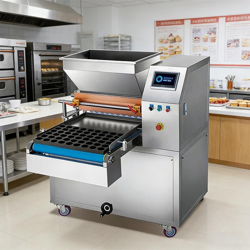 Cupcake Grouting Machine, Commercial Tabletop Cake Filling Machine, PLC Controlled Batter Filler with Removable Tray for Dessert Shop Bakery