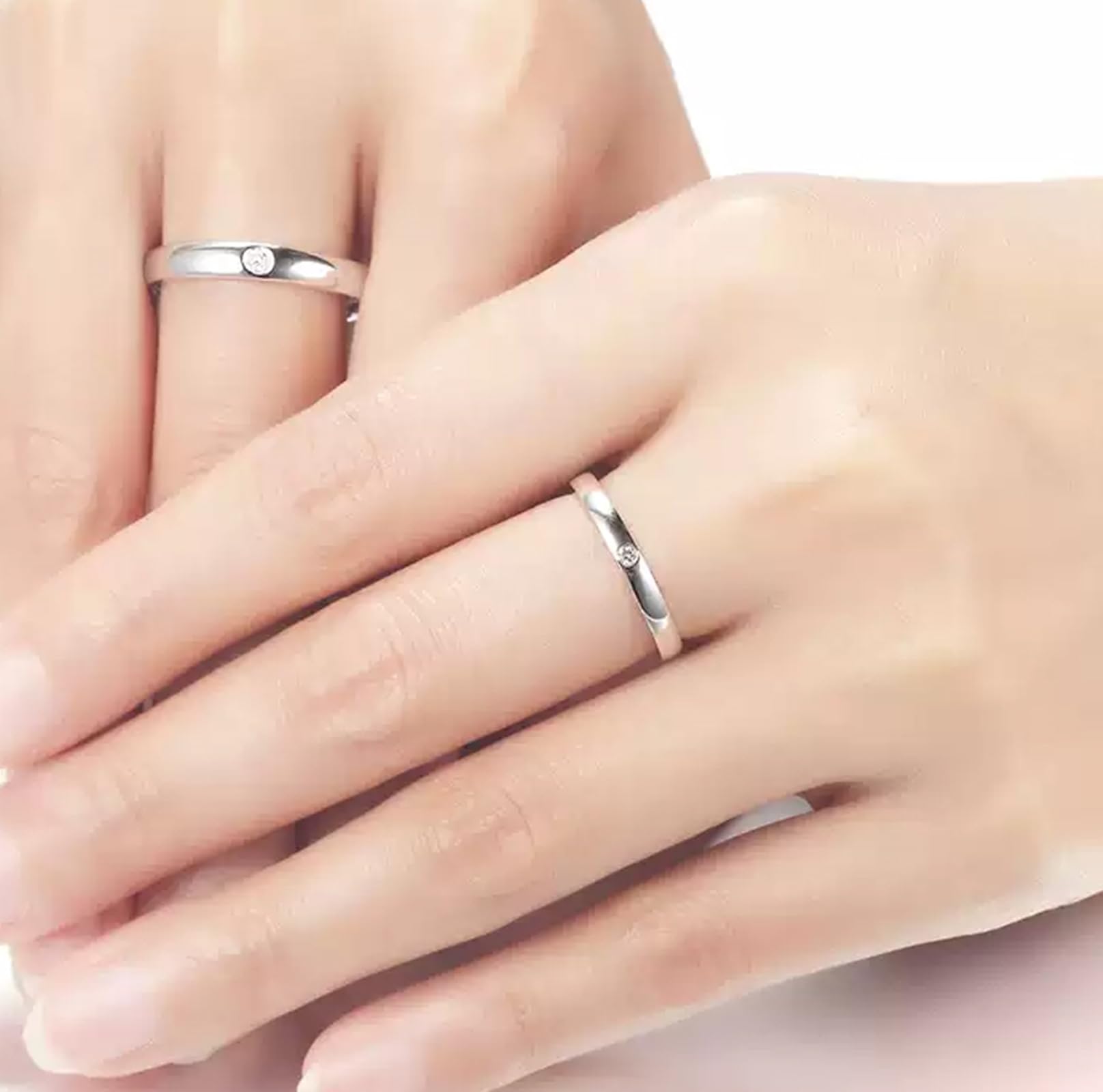 Hochzeits Ring Weißgold, Poliert Diamant Eheringe Echtgold Trauringe für Damen