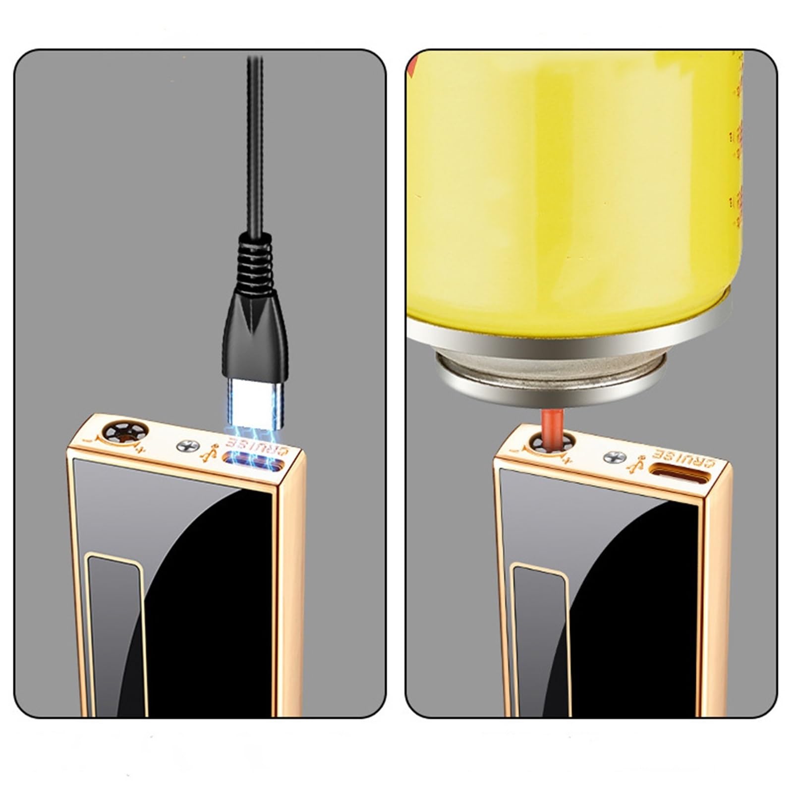 Encendedor recargable resistente al viento, diseño de metal portátil ultrafino para fogatas, velas y uso al aire libre, ideal para acampar y situaciones de emergencia
