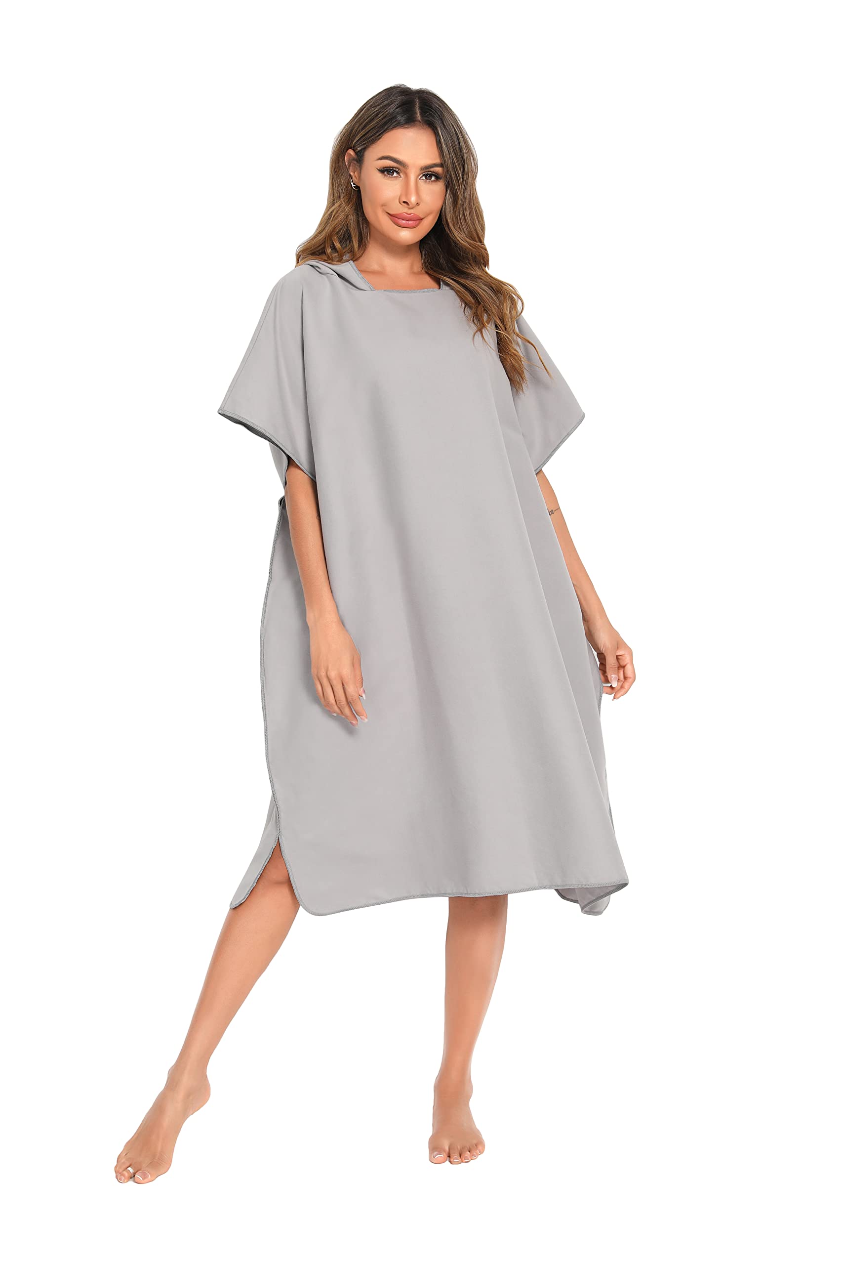 YEPLINS - Toalla poncho de surf, gris, 109.98 x 89.92 cms