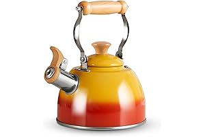 ROCKURWOK 1.6 Quart Orange Stainless Steel Whistling Tea Kettle