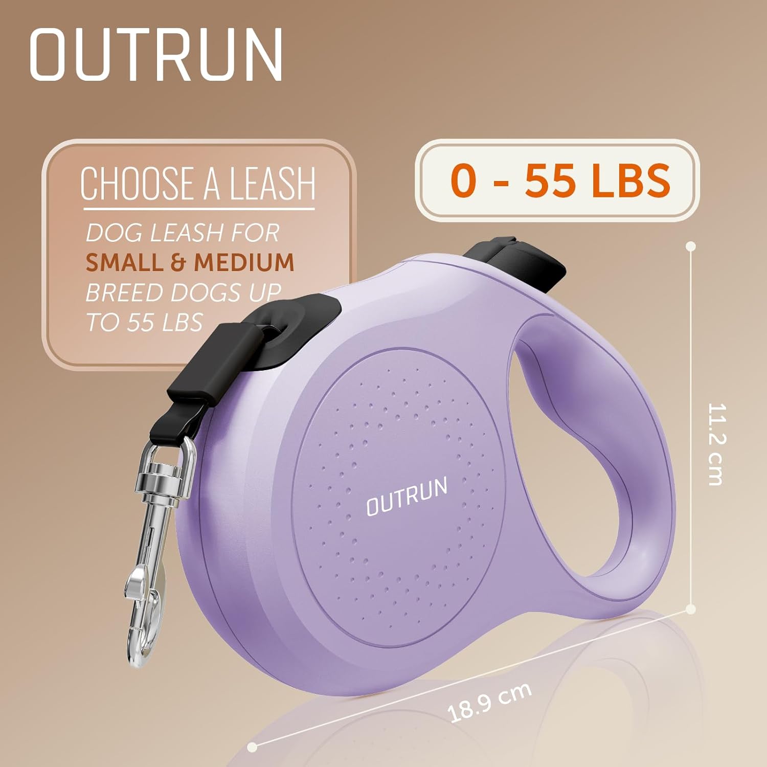 OUTRUN 高耐久格納式犬用リーシュ、16フィート 犬用ウォーキングリーシュ 最大55ポンドまでの小型および中型犬用、絡まりにくい