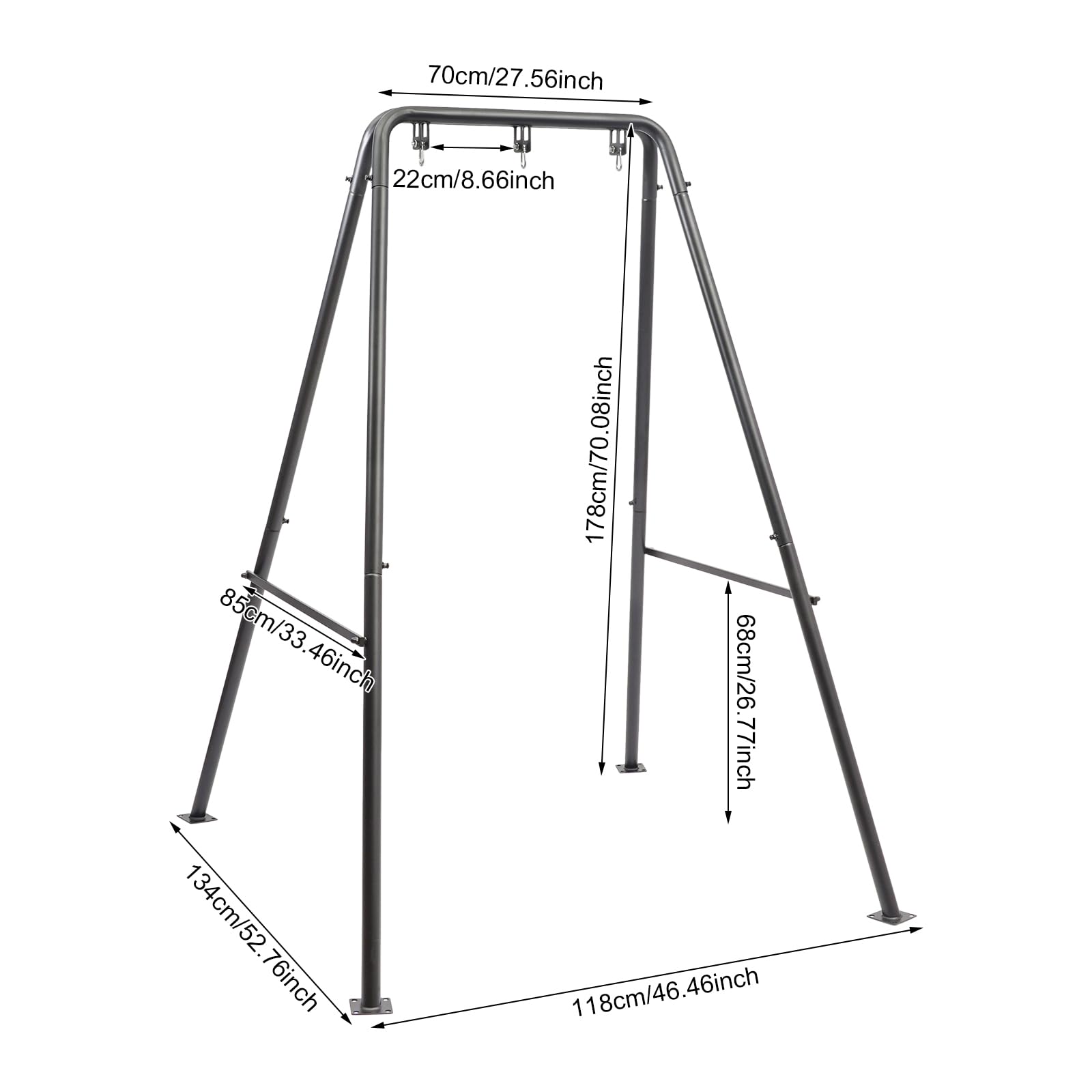 Fauteuil suspendu, 134 x 118 x 178 cm, structure en métal, cadre de fauteuil suspendu pour intérieur/extérieur pour chambre à coucher, balcons, jardins