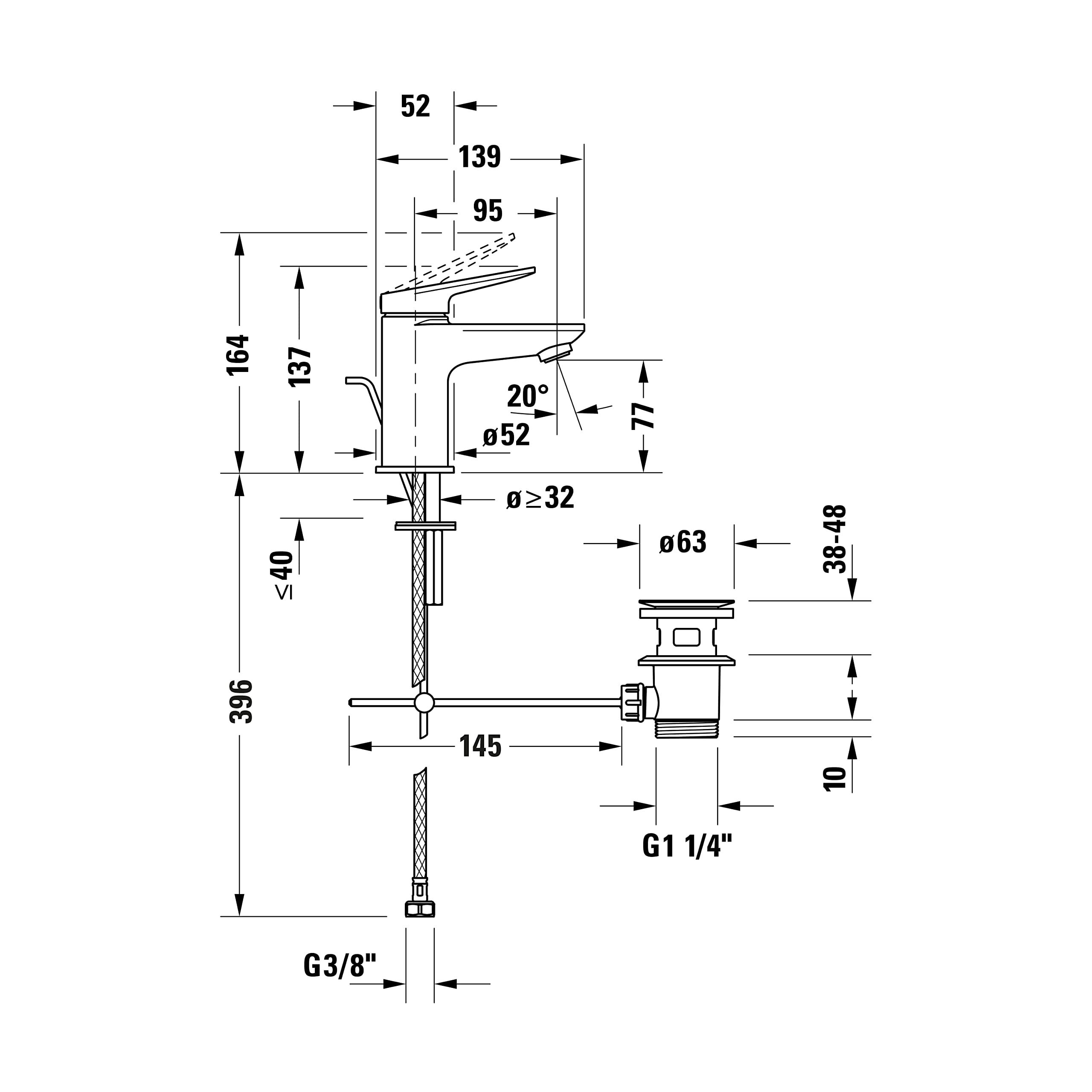 Duravit WA1010001034 Wave Robinet de lavabo Doré poli