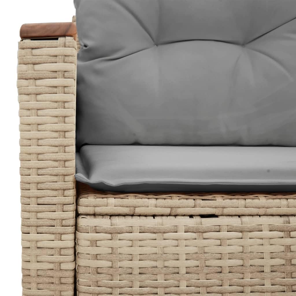 IKAYAA Sofá Jardín 2 Plazas de Ratán con Mesa Auxiliar Plegable, Sofas Terraza con Cojines Acolchados, Sofá de Exterior 2 Plazas, Muebles de Terraza, Sofá para Jardín Patio Terraza Beige y Gris Claro