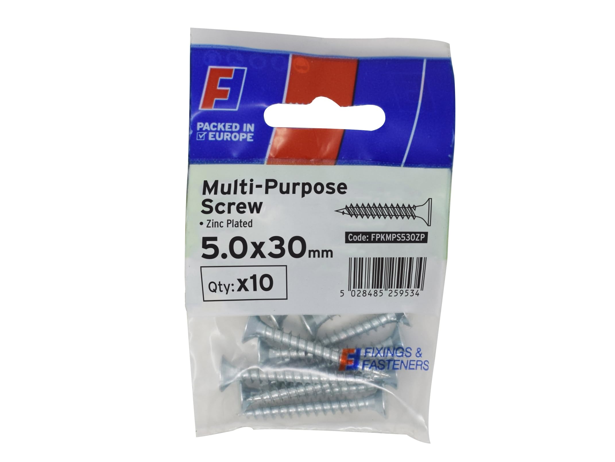 Forgefix White Fpkmps530zp Multi-Purpose Pozi Screw Csk St Zp 5.0 X 30Mm Forgepack 10