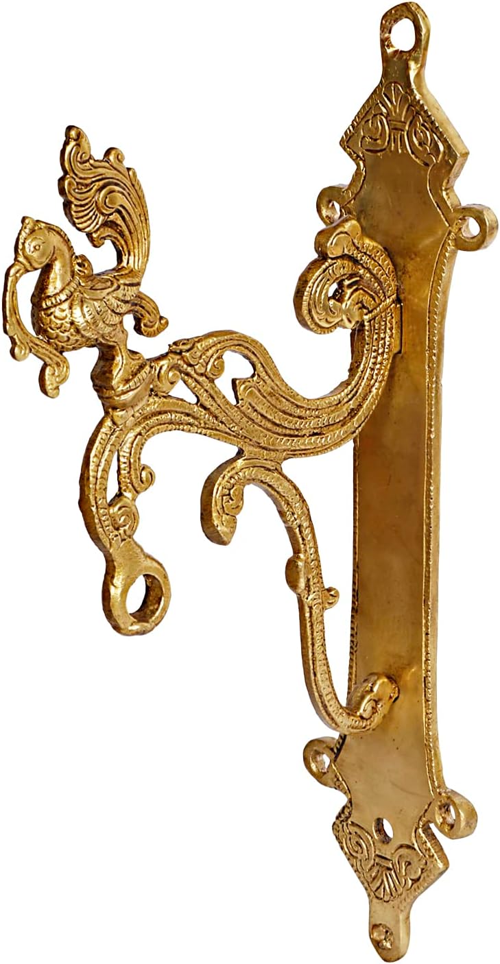 Brass Designer Peacock Hook Holder for Wall Hanging Diya Bells Lantern Hanger Planter Lanterns Wind Chimes Baskets Ornaments 12 Inch