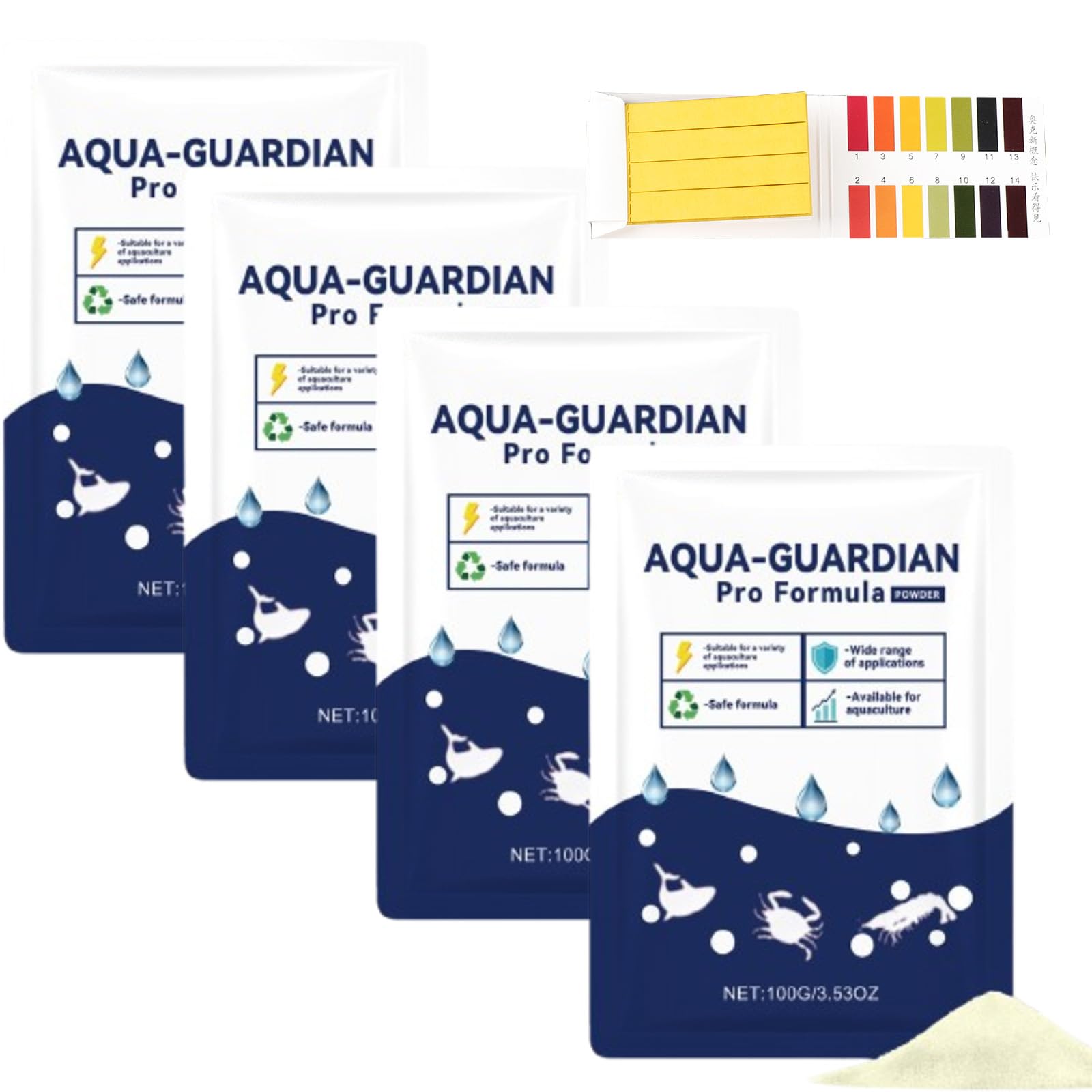 Aqua Guardian Pro Formula for Pond, 2026 Nouvelle Poudre de Soin Aquatique, Traitement de l'eau Facile à mélanger pour Poissons, crevettes et crabes, Transparente Longue durée (4pcs)