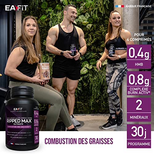 EAFIT | Ripped Max Ultimate | Aide à Brûler les Graisses, Améliore le Métabolisme | Homme & Femme | L-Arginine, Thé vert, Cacao, Caféine | Stimule l'Oxydation des Graisses | 2x120 Comprimés – Image 4