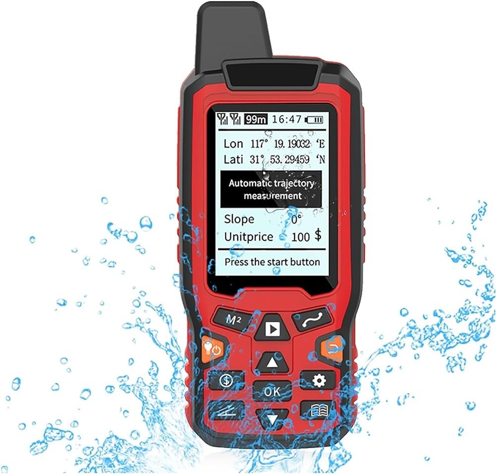 Miernik lądowy GPS, ręczne urządzenie do pomiaru powierzchni, sprzęt do pomiarów GPS z wyświetlaczem LCD 2,4", 3 tryby pomiaru, przenośny i wodoodporny, do rolnictwa, lasu, morza