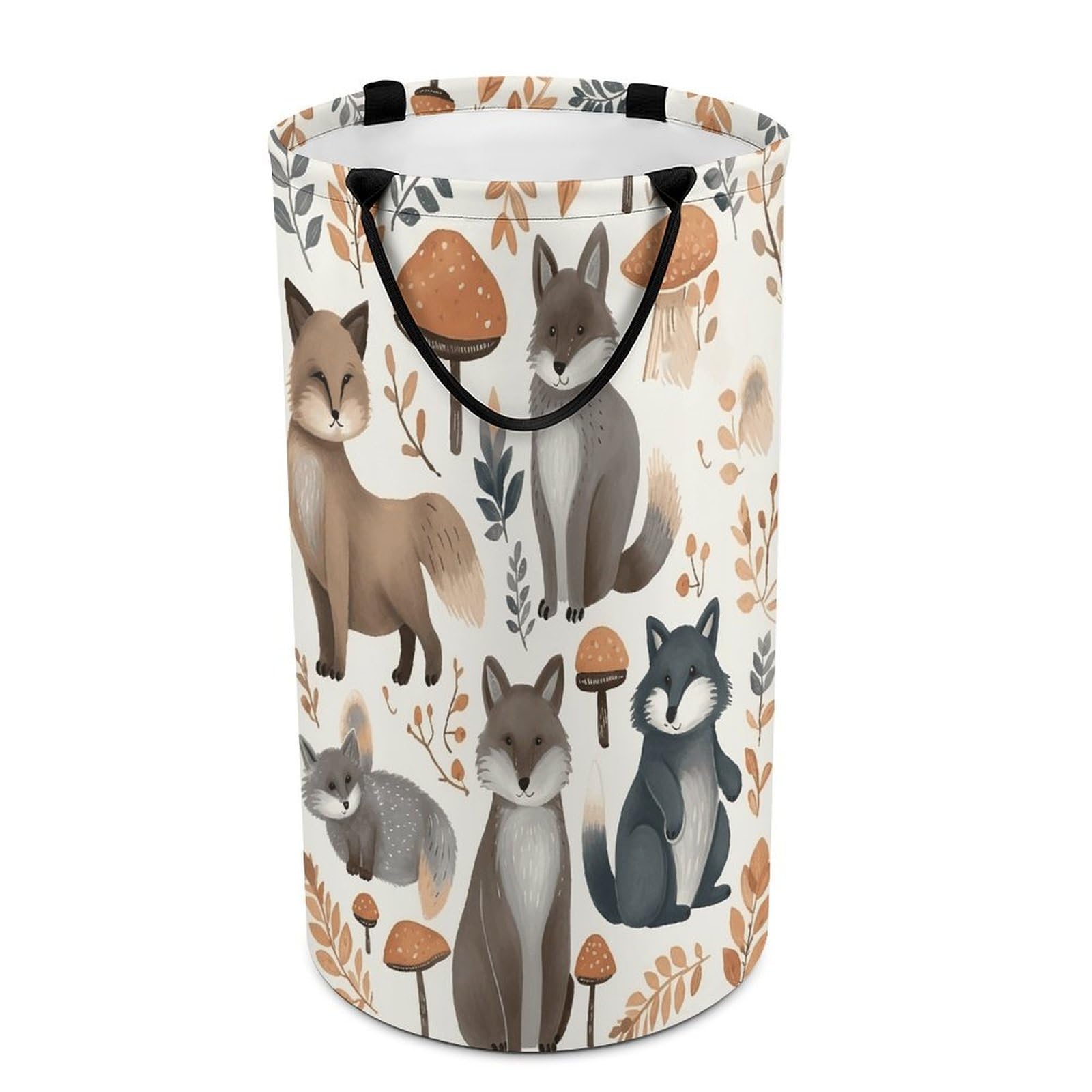 Woodland Raccoon Animals Laundry Basket Large Foldable Laundry Hamper with Handles Freestanding Collapsible Clothes Basket Waterproof Portable Dirty Clothes Hamper for Bathroom 86L