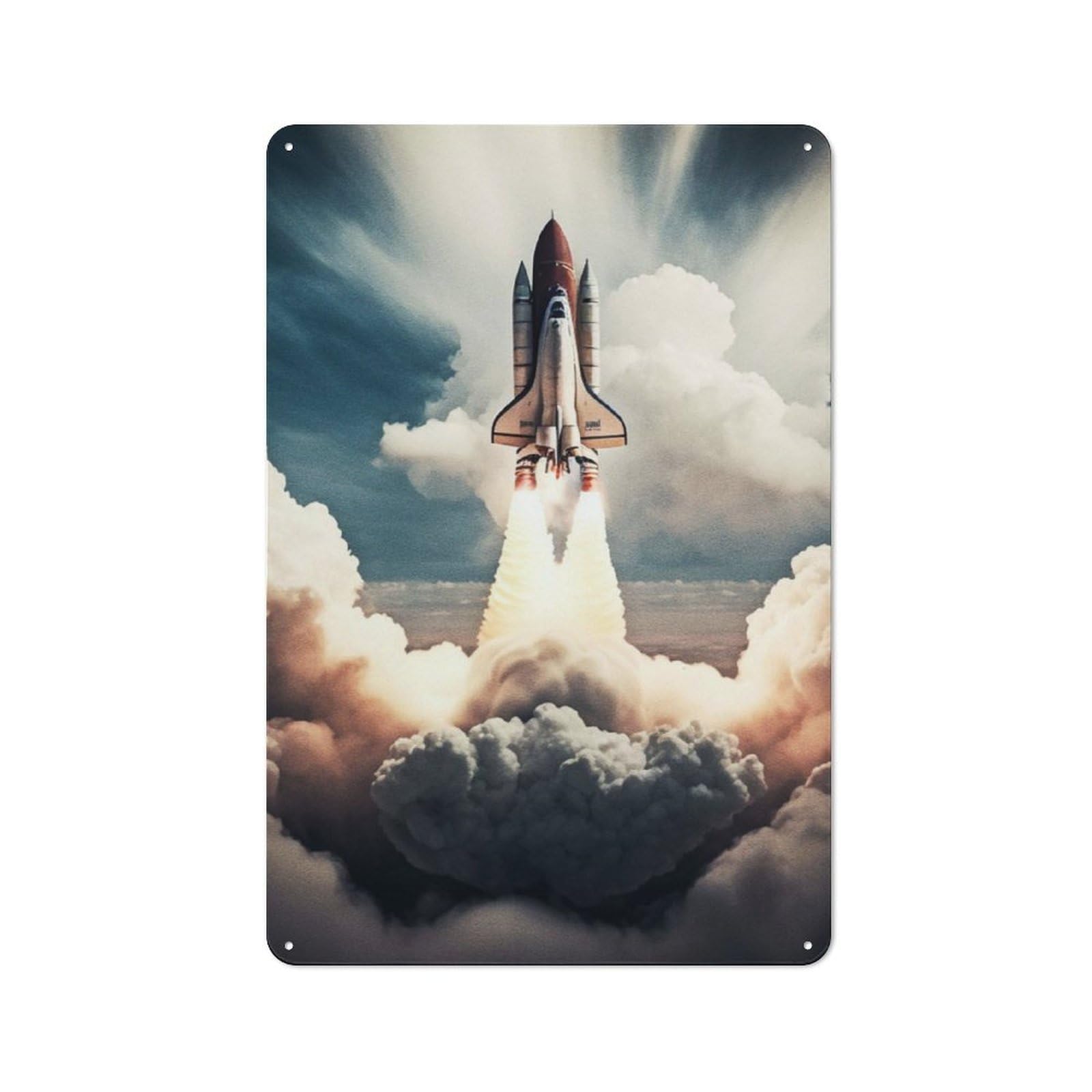 Junmoney Rocket To The Moon Tin Wall Plaque 30X20cm With For Pub Or Café, For Hospitality Wall Decor Collectors