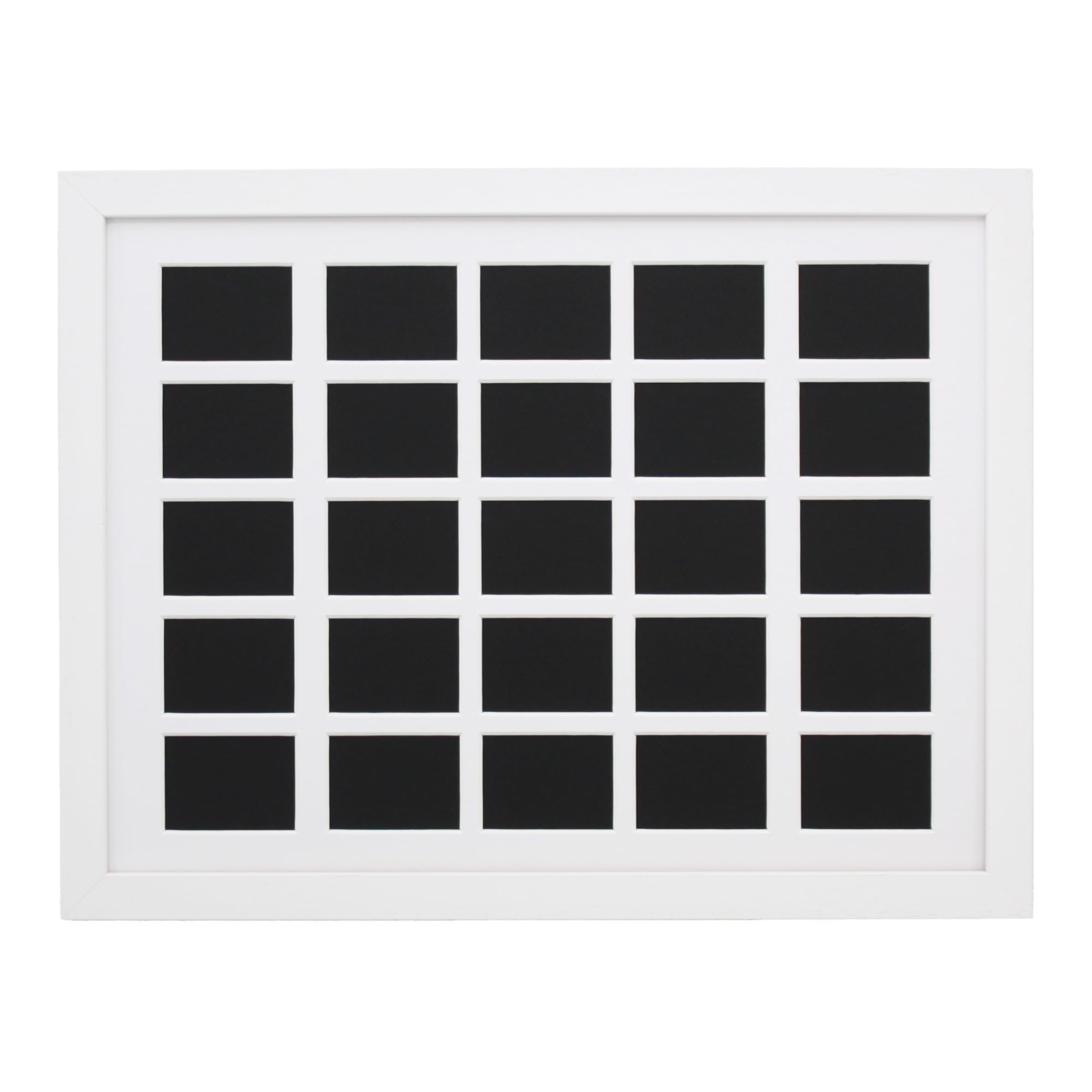 Photoframesandmore White Instax Mini Multi Aperture Wooden Frame. Suits Twenty-Five Photos Taken With An Instax Mini Camera. Designed To Show The Photo Only - Not The Instax Border. (White)