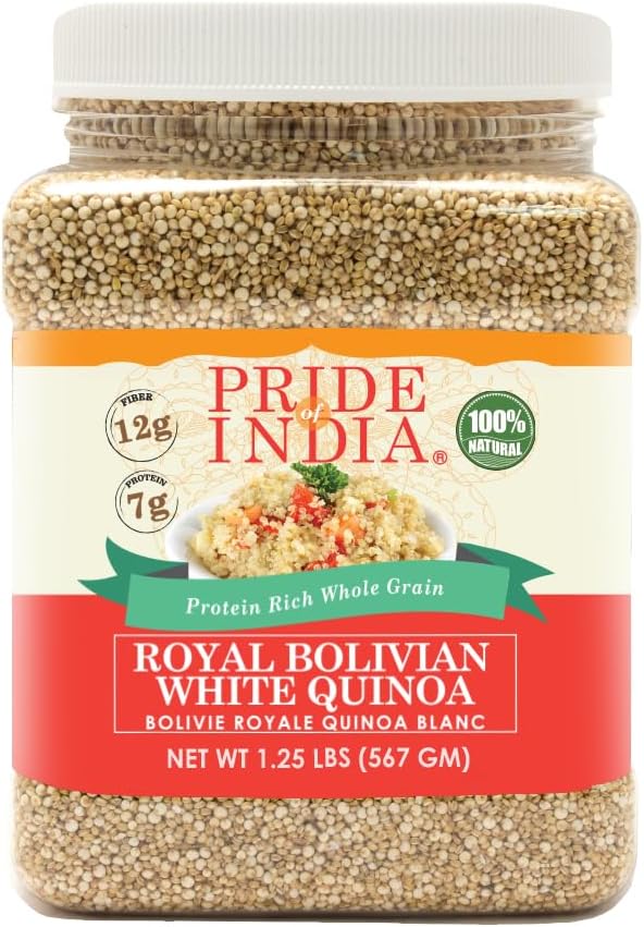Pride of India White Royal Quinoa 1.25 lb | 100% Natural Bolivian Whole Grain | Ideal for Salads, Bowls & Side Dishes | Gluten-Free & Vegan
