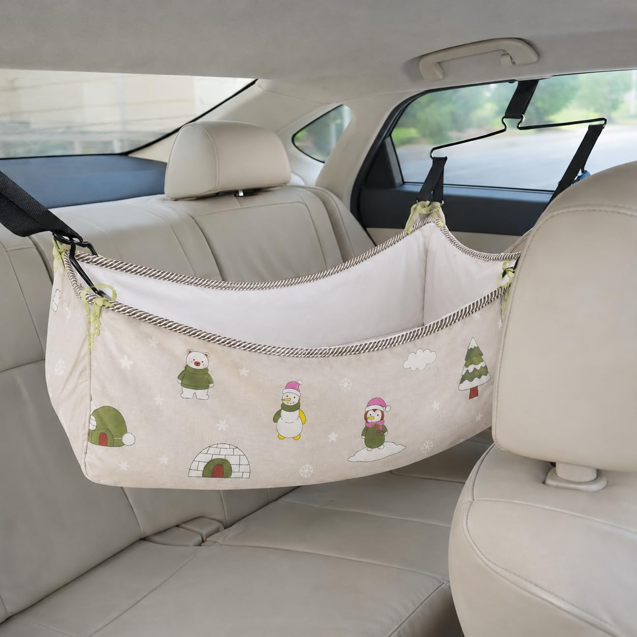 Baby Corp Car Cradle Kit for Baby 0–3 Years | Portable Travel Swing Set with 1 Overhead Adjustable Strap, 2 Car Handle Straps & 2 Metal Hangers | (Hammock Not Included)-image-10