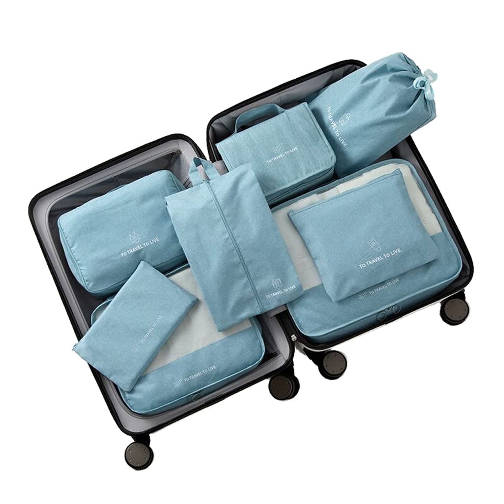 ACiyD Organizer per l'imballaggio dei Bagagli Cubi di imballaggio a Compressione per Viaggi, Set di 8 (Colore : B) (B)