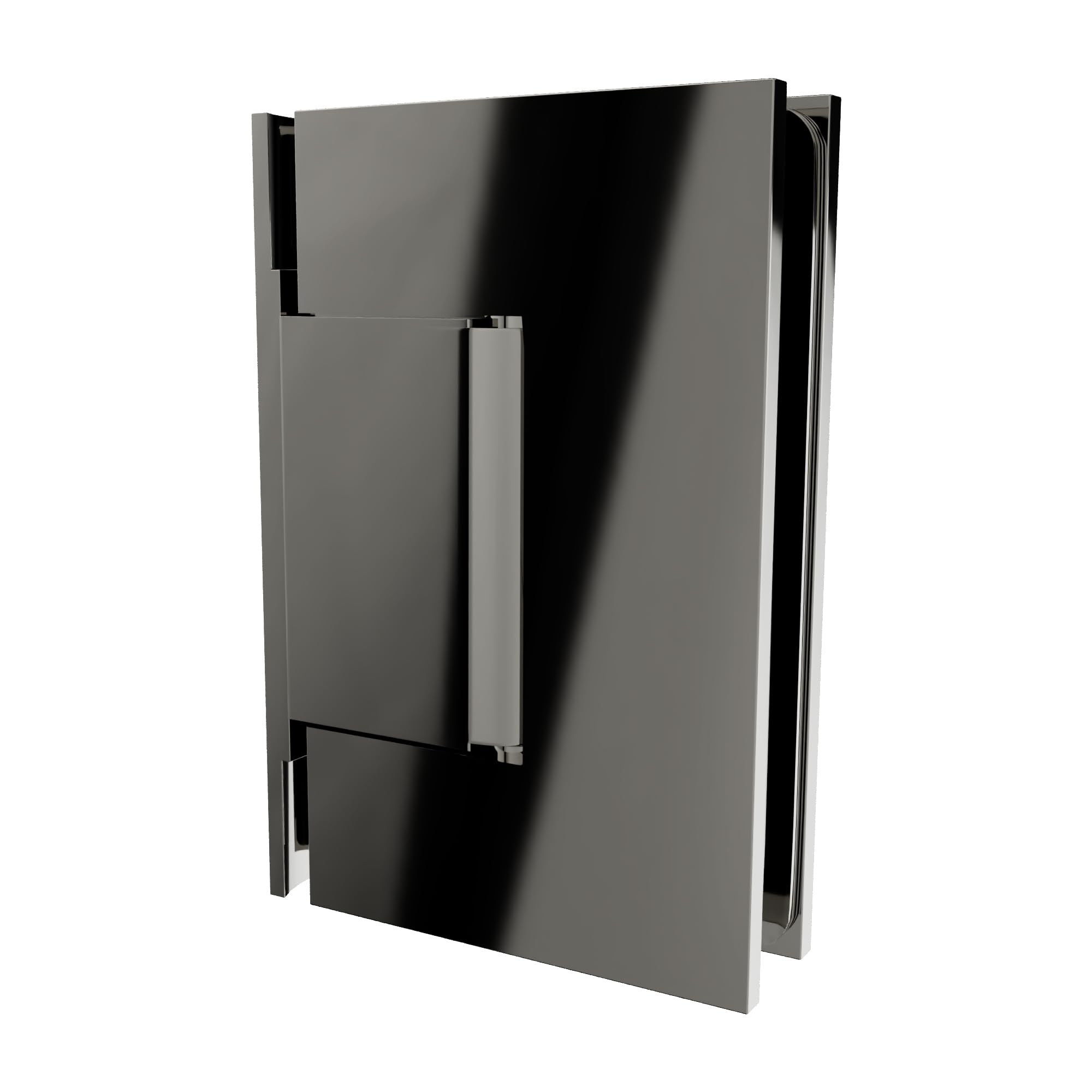 Brixwell Wall Mount Offset Back Plate Hinge, Brass, Polished Nickel Finish, 4" Height x 2-5/16" Width, Self-Centering 90 Degree in and Out Swing for 3/8" to 1/2" Glazing Thickness Shower Doors