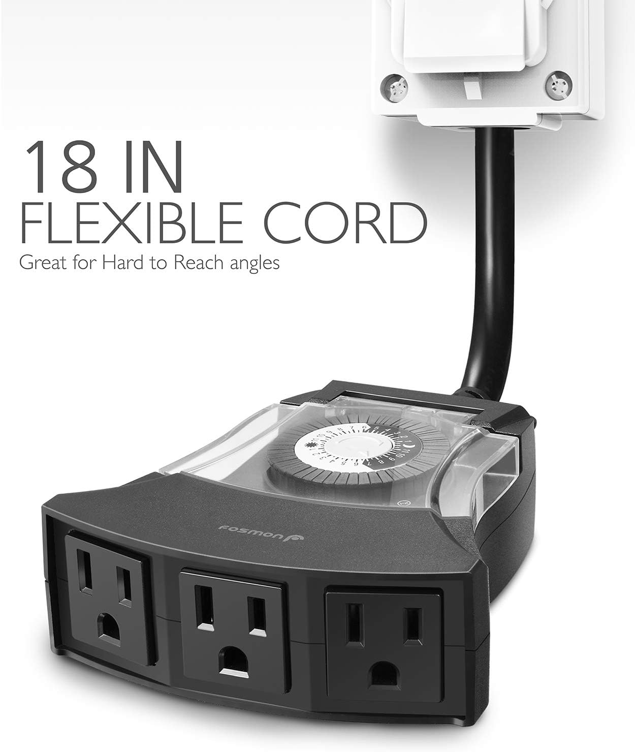 Fosmon Outdoor Timer showing its flexible 18-inch cord