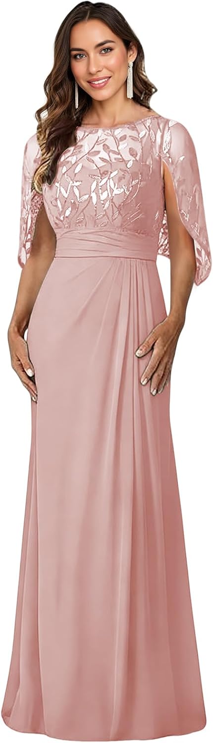 Clixsy Mother Dresses Chiffon Ruched - Lace Appliques Ruffles Mother of The Bride Gowns Long