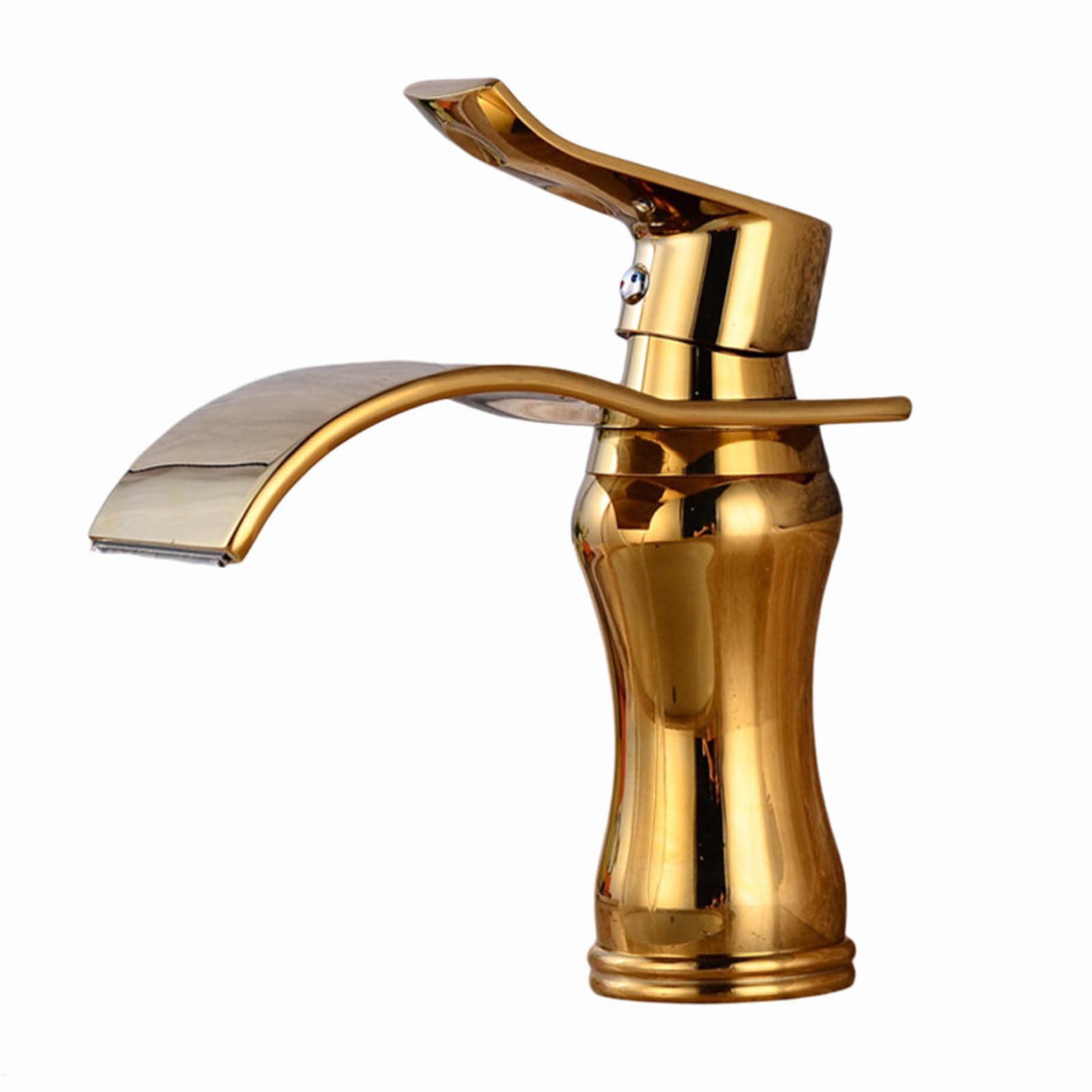 JRUIA Gold Waterfall Bathroom Faucet, Basin Faucet, Hot And Cold Water Supply, for Installation in A Countertop Basin,C