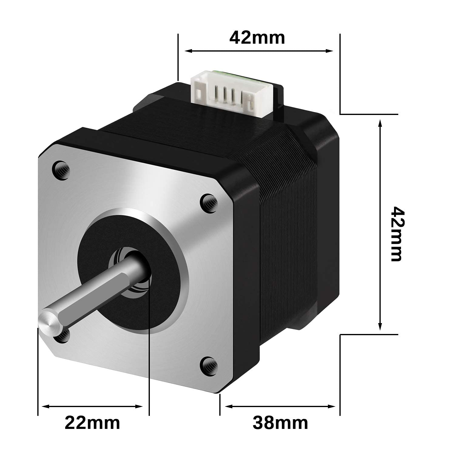 Nema 17 motore passo-passo 5PCS 42 x 38 mm 1.5A-3.8V 2 fasi 4 fili 1.8 gradi con 39 pollici cavo per Creality CR-10 10S Ender 3 stampante 3D/CNC estrusore e asse Y