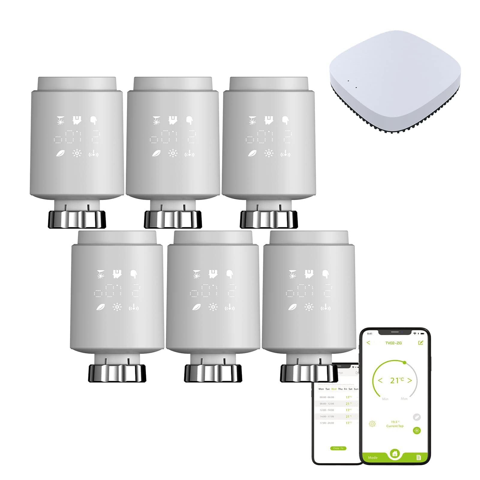 Zigbee termostat zawór chłodnicy, eTRV, rozmiar kompatybilny z większością zaworów, kierunek czcionki wyświetlacza jest regulowany
