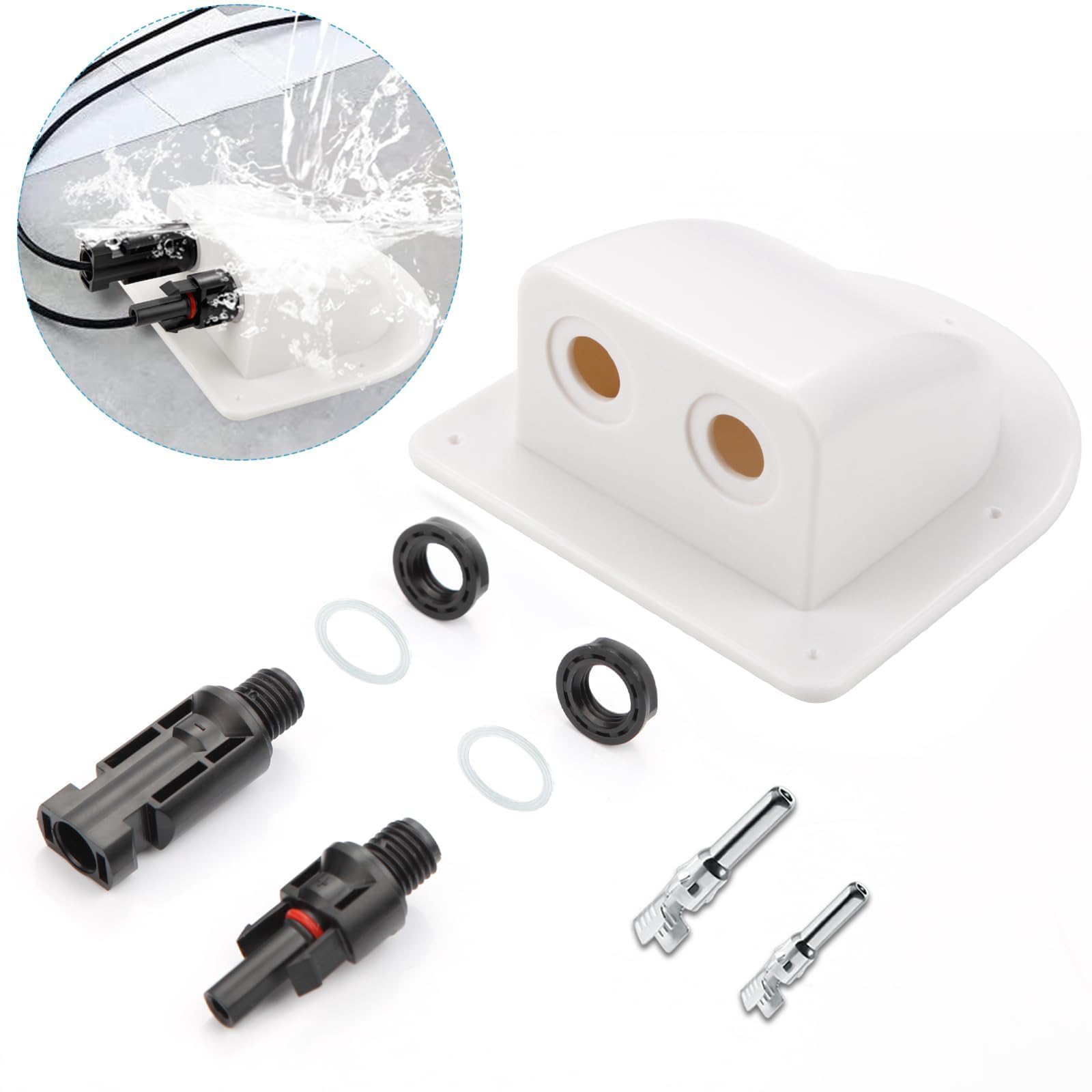 Supvox Solar Kabeldurchführung 2 Stück - Wasserdichtes ABS Gehäuse Für Photovoltaik