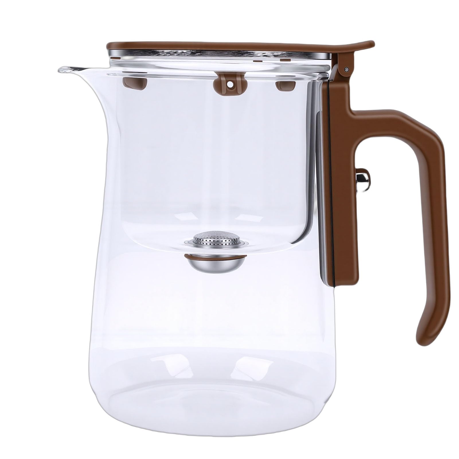 TOPINCN Tetera in Vetro Borosilicato con Infusore in Acciaio Inox e Coperchio Sicuro per Amanti del tè, 30oz Impugnatura Ergonomica Infusione con un Pulsante (600 ml)