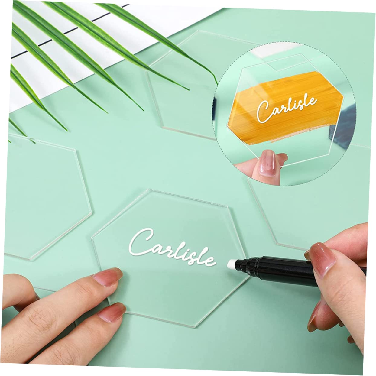 ABOOFAN 20pcs Acrylic Hexagon Wedding Seating Chart Sign Blanks for DIY Table Numbers for Events Parties and Banquets Acrylic