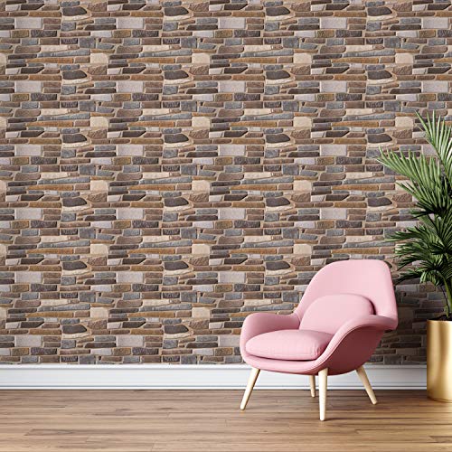 Image of DWELLSINDIA Uneven Brick Stones Self Adhesive Peel and Stick PVC Wallpaper Waterproof, Scratch Resistant, Laminated (41CM X 244CM, Natural, Matt)