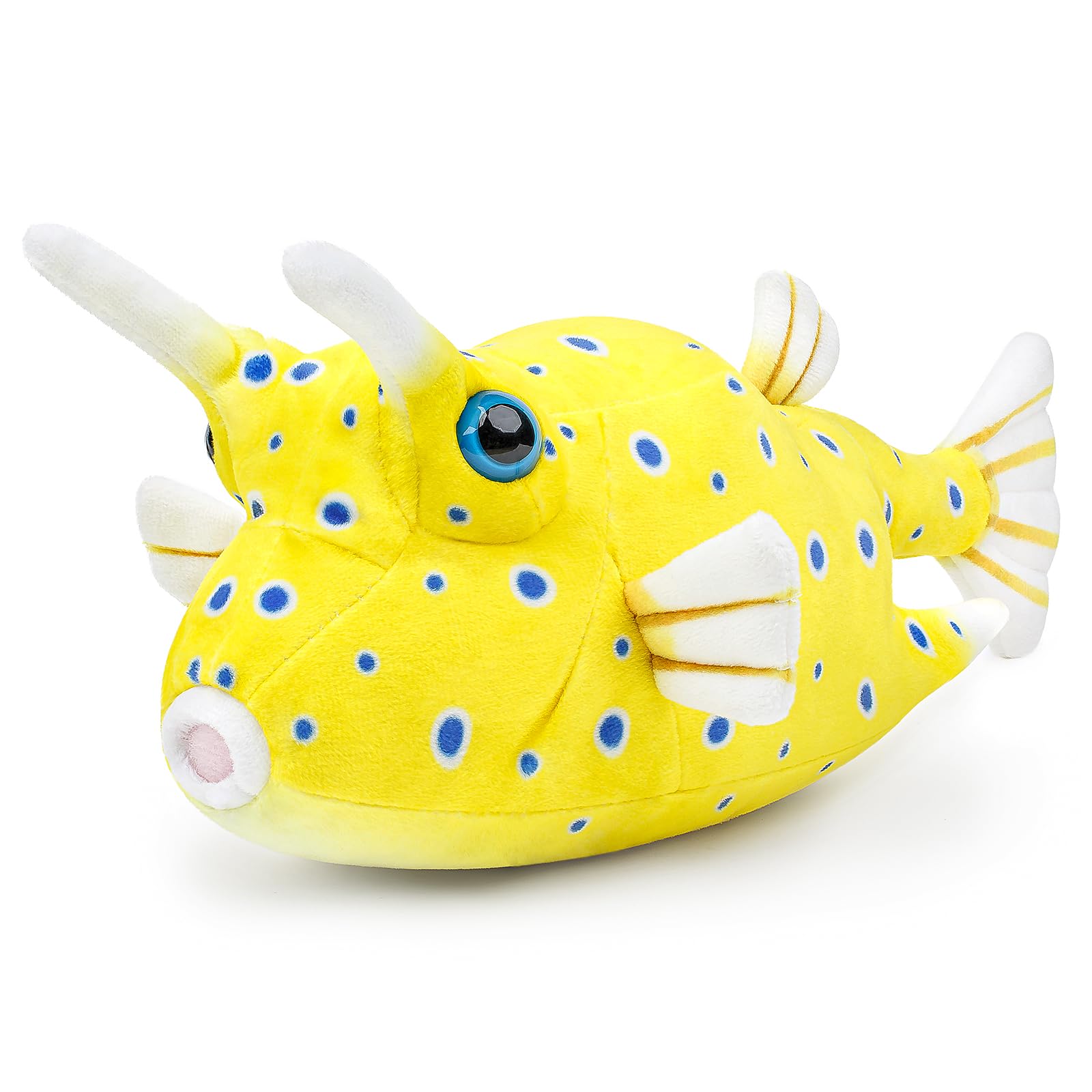 RLOMUTE Long horned cowfish Plush Toy Horned boxfish Realistic Stuffed Animal Super Soft Fish Cute for Birthday Favors Bedroom Car Home Decor Collectible Gift for kids Boys Girls 11 Inch yellow โ image 1
