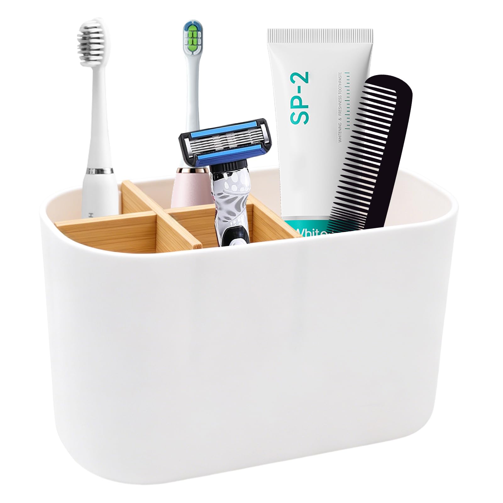 Vidoxdu Toothbrush Holder for Bathroom, 5 Slots Toothpaste Organizer
