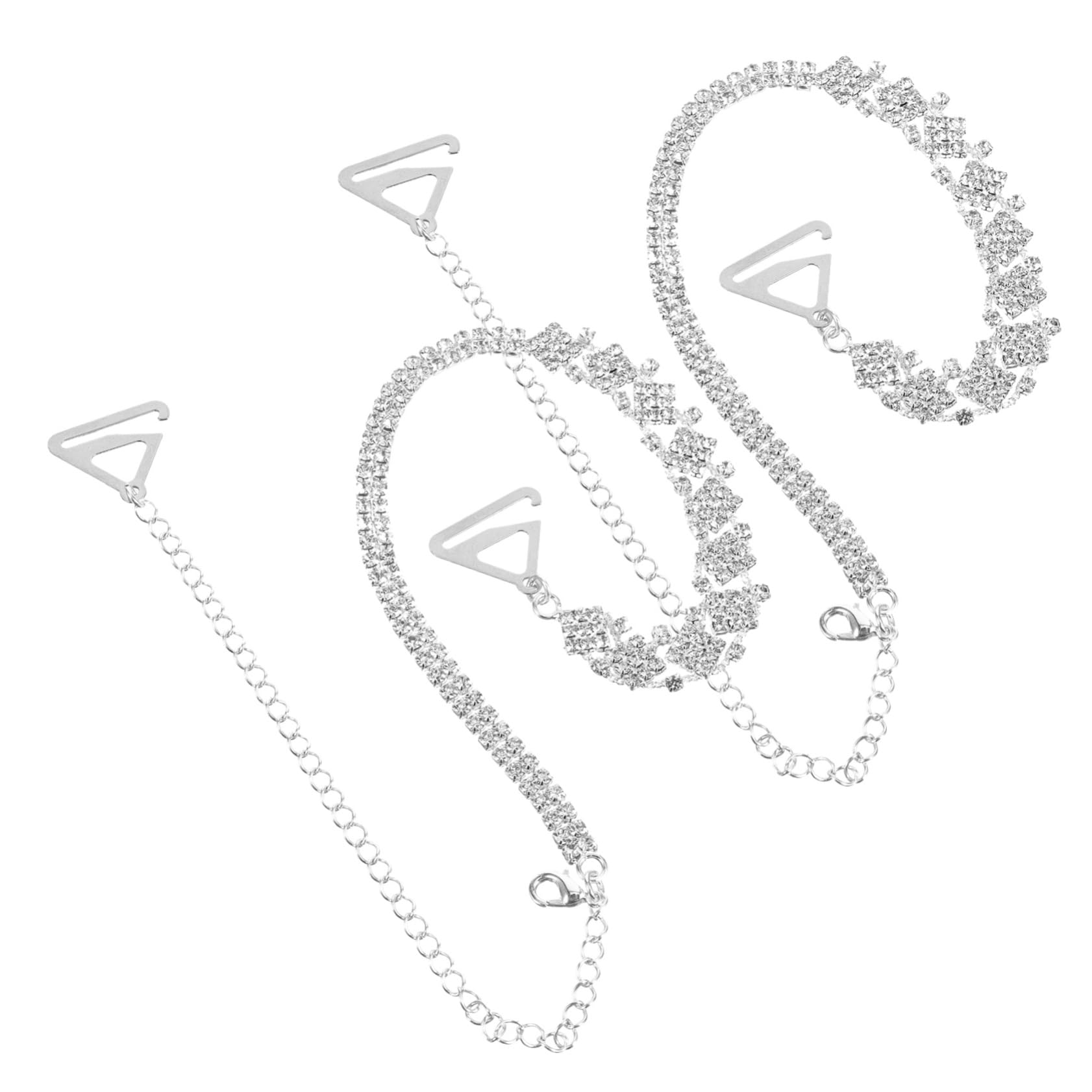 FRCOLOR 5 Sätze Verstellbare Für Damen Unsichtbare Schulterträger Für Trägerlose Kleider Hochzeitskleider Besondere Anlässe Silberfarbene 2 Stück * 5