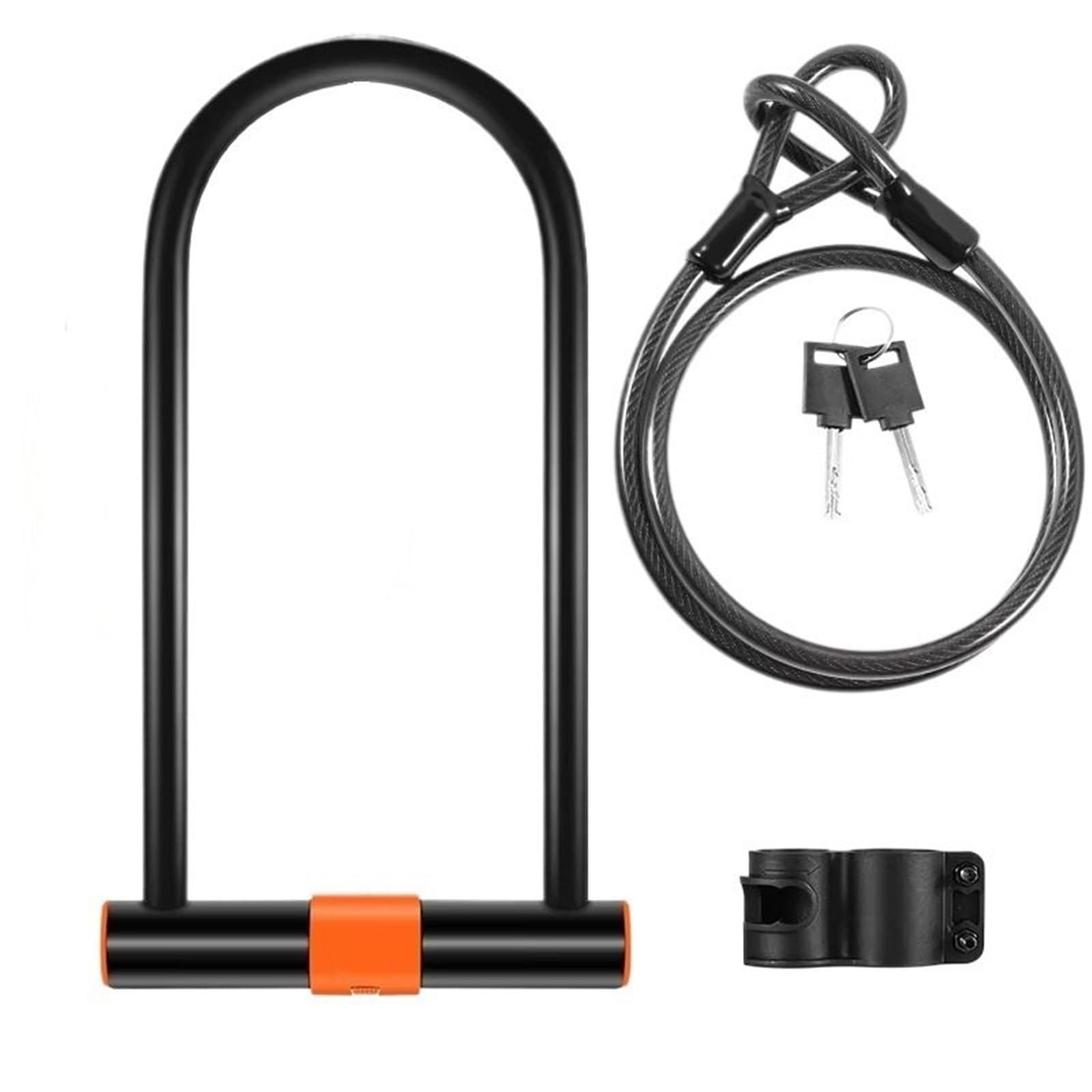 Hdrtcbu 073 With Cable Set Chain Lock Alloy Steel U Lock Portable Mtb Road Motorcycle Strength Anti-Theft Safety Padlock Motorbike Lock(073 With Cable Set)