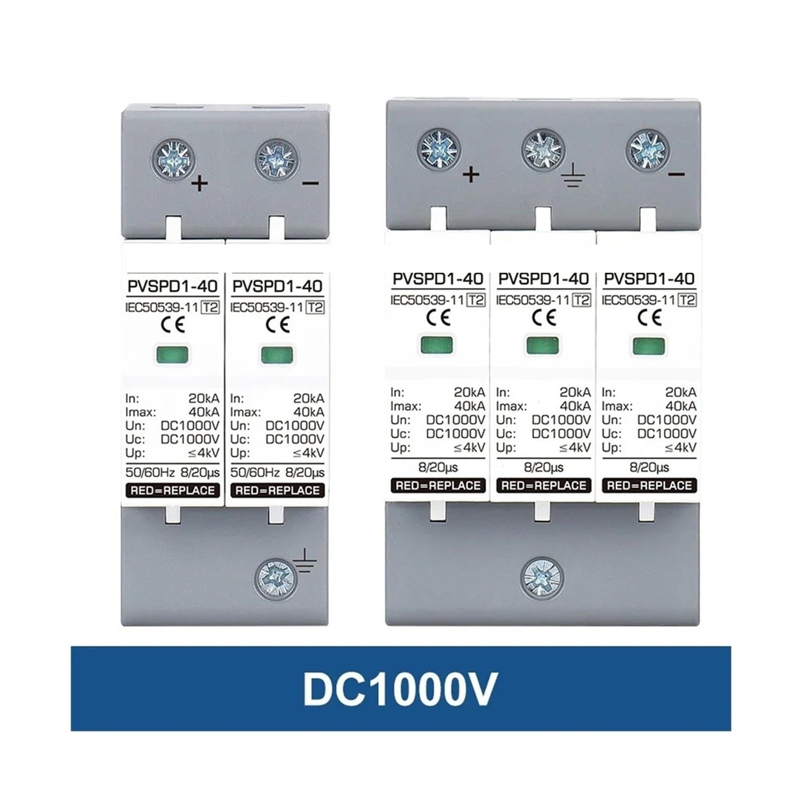 Dispositivo di protezione DC 2P DC500V DC1000V AC 220V 20KA~40KA