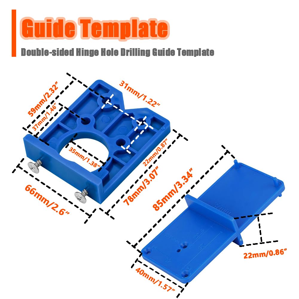 HaoTrade 35mm Hinge Jig Drill Guide Sets, Door Hinge Hole Drilling Jig Forstner Bits Set - Image 3