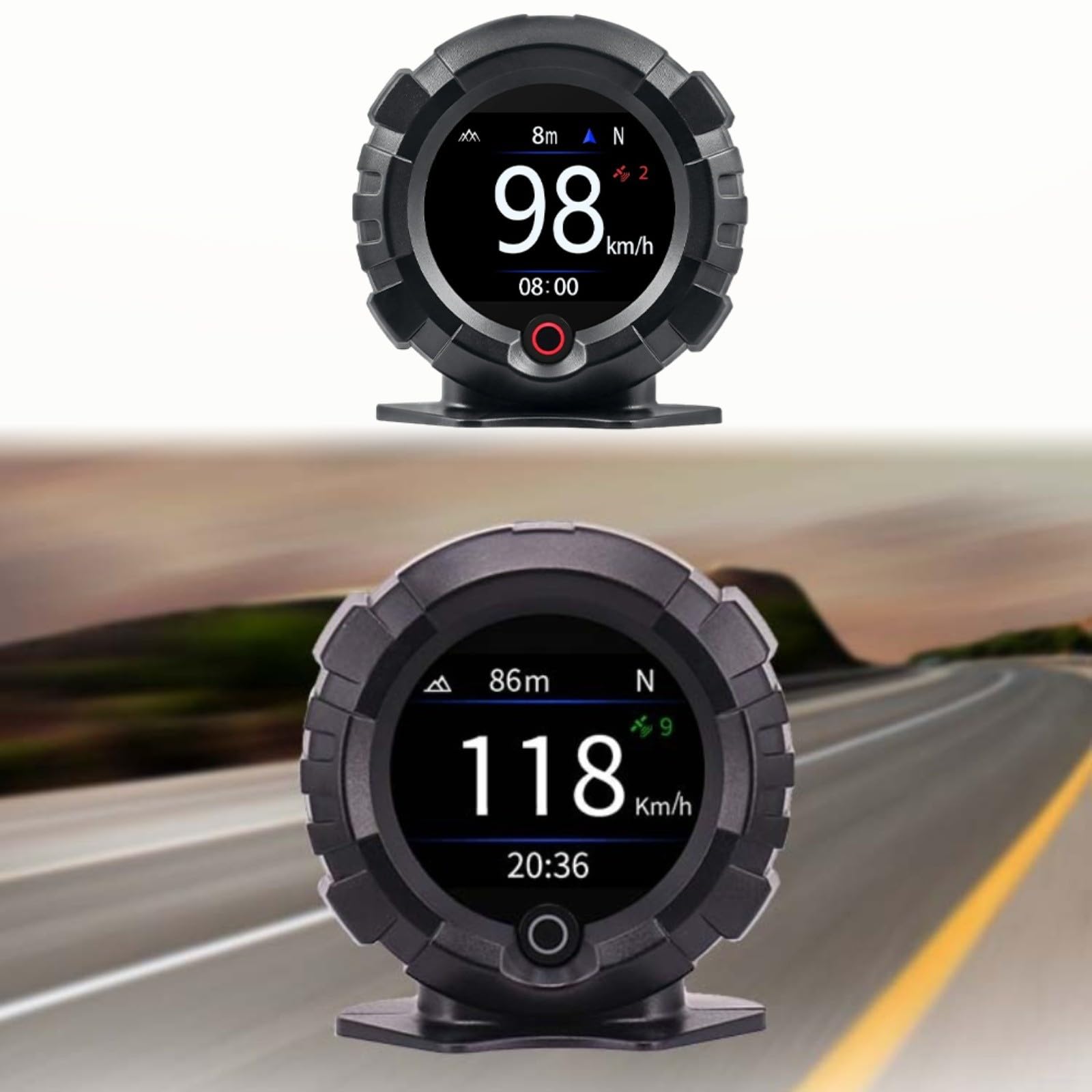 Digital GPS Neigungsmesser & Höhenmesser für Auto, HUD Display mit Steigungswinkel, Höhe & Breitengrad, robustes Offroad-Zubehör, Schwarz