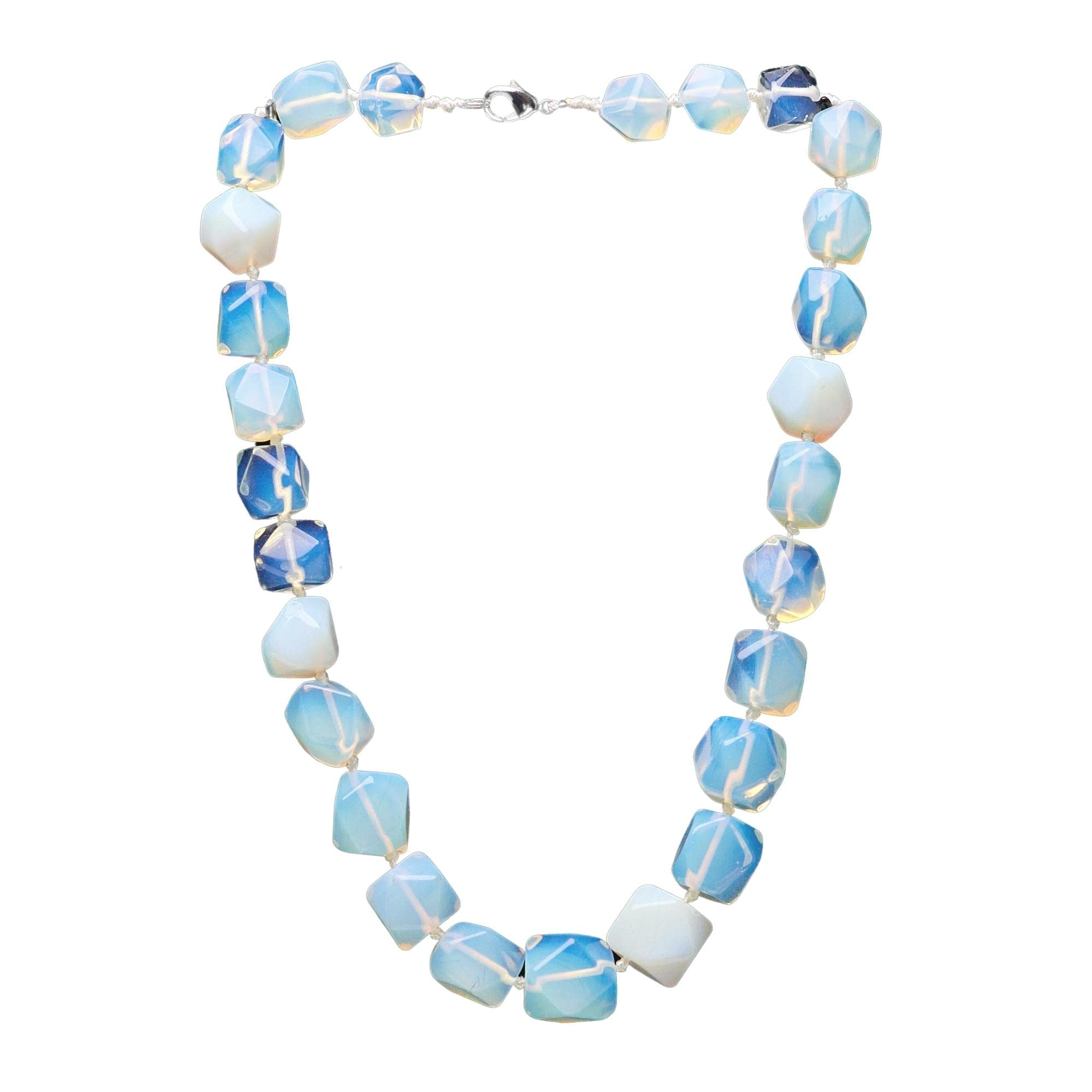 TreasureBay - Collana da donna con opale naturale da 16 mm, elegante e grossa, Pietra preziosa opale, Agata