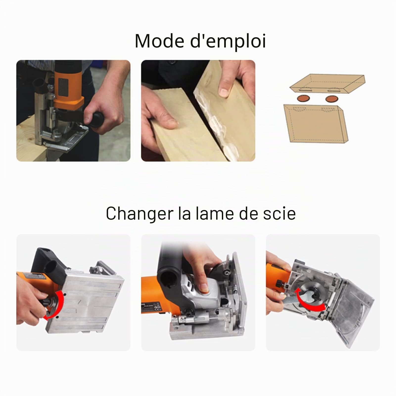 Fraiseuse à Lamelles 760W 11600rpm, Réglage de Angle 0~90°, Kit d'Affleureuse à Bois Défonceuse Électrique, Menuisier Électrique en Bois de Biscuit (EU Plug 220V)
