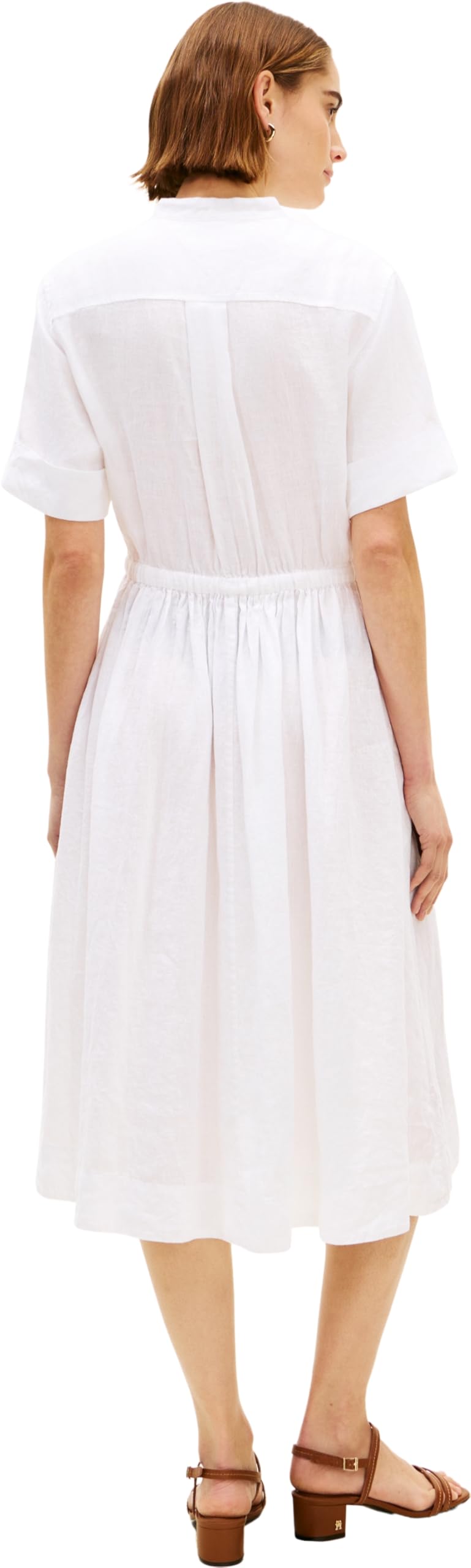 Tommy Hilfiger Ess Linen Midi SS Shirt Dress Ww0ww49633 Abito Camicia Donna (Pacco da 1)