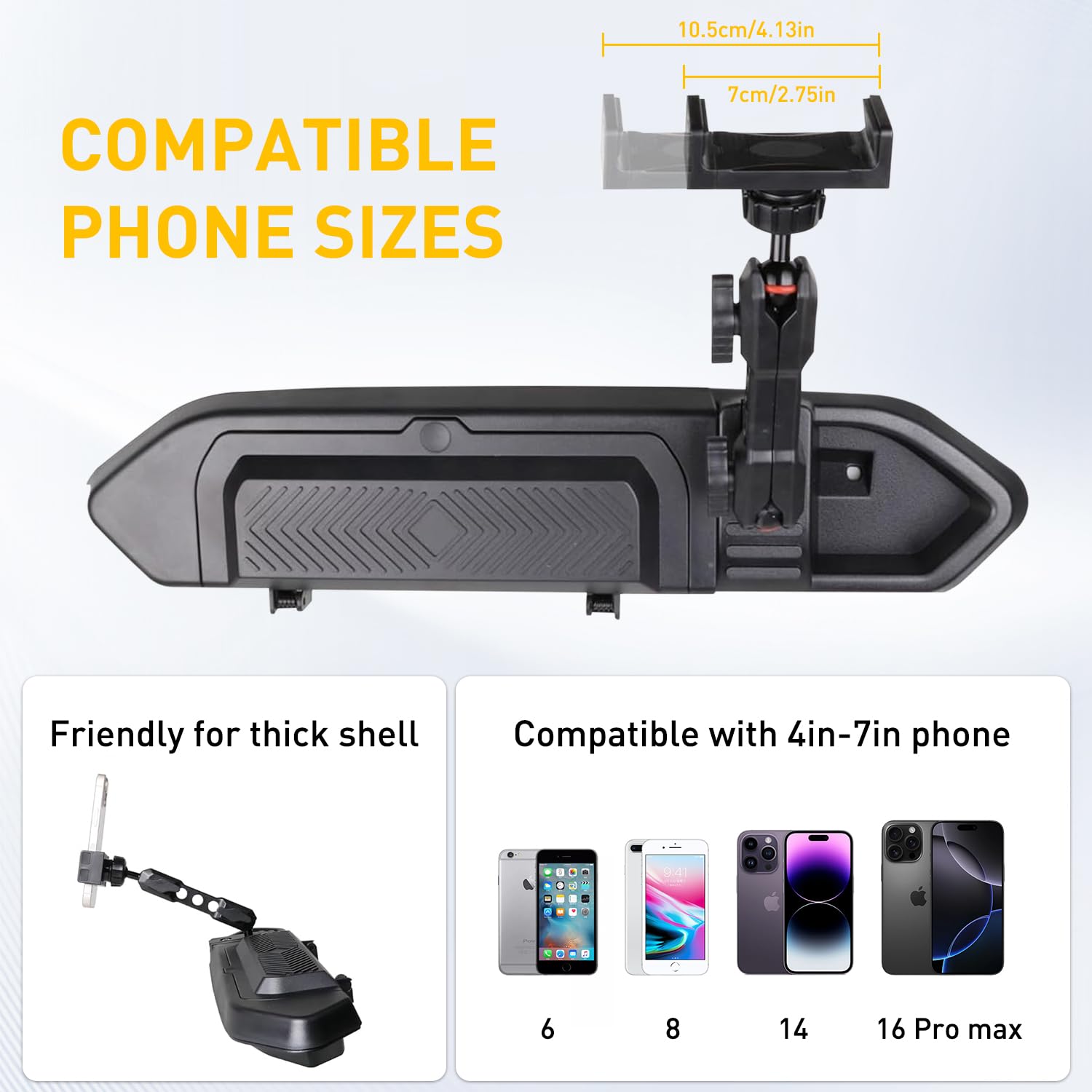 Supporto per telefono da cruscotto compatibile con Jeep Wrangler JL 2/4 porte Gladiator JT 2018, 2019, 2020, 2021, 2022, 2023, accessori per console centrale, vassoio per cruscotto con