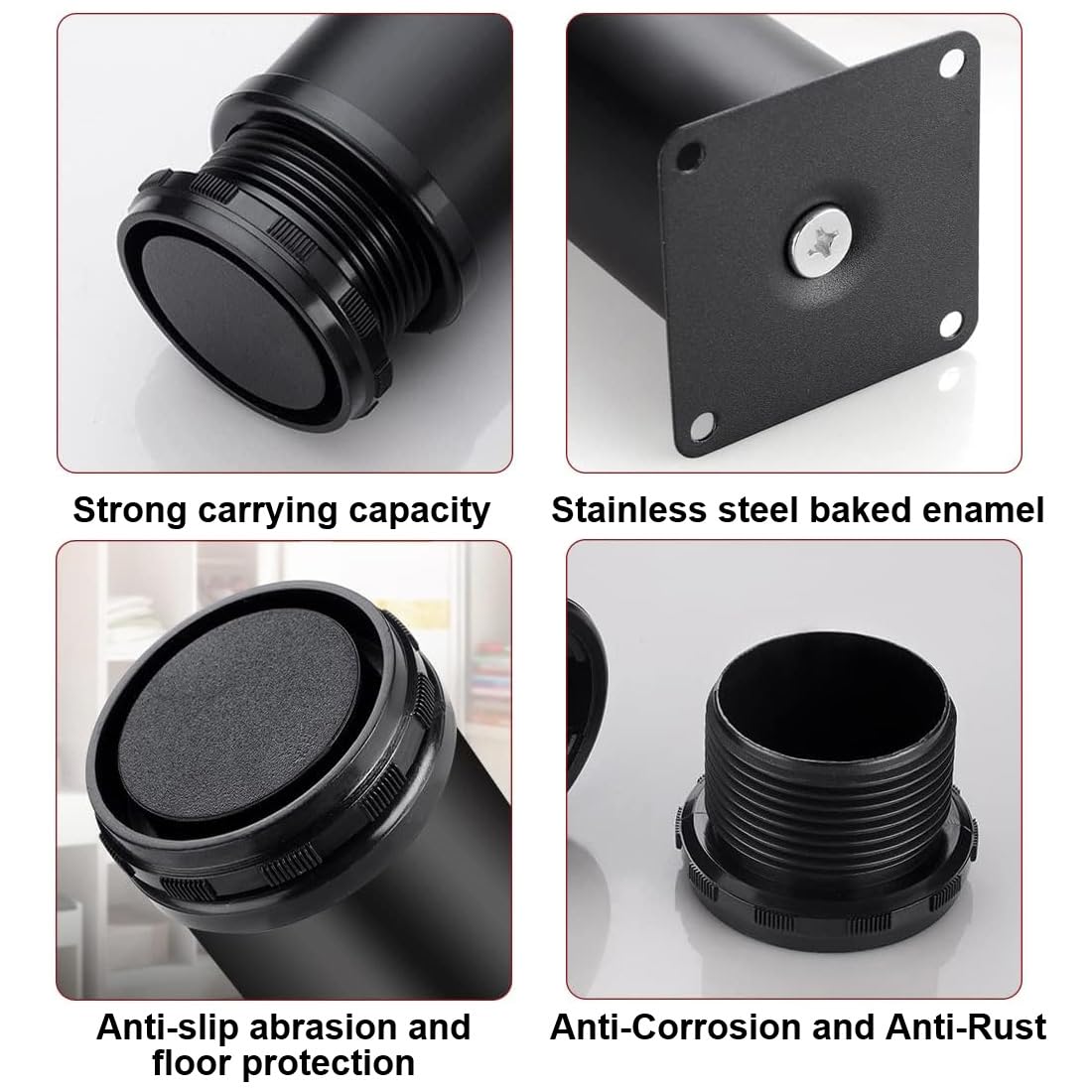 4 Pieds -50X200MM De Meubles En Acier Inoxydable, Pieds De Table En Metal Pieds De Support Pour Armoire Pieds De Meuble Reglables En Hauteur 97383521