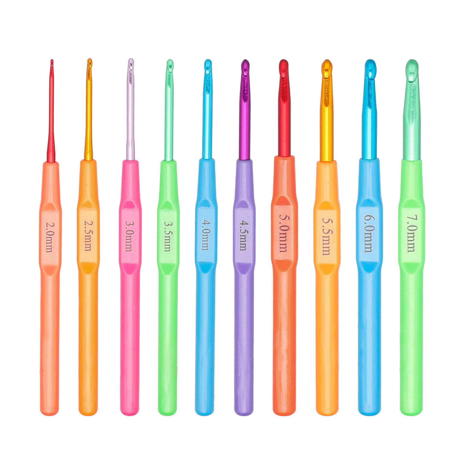 10 Pcs Colourful Knitting Needle Crochet Hook Set 2.0mm-7.0mm Crochet Needle for Crocheting Knitting Handicrafts