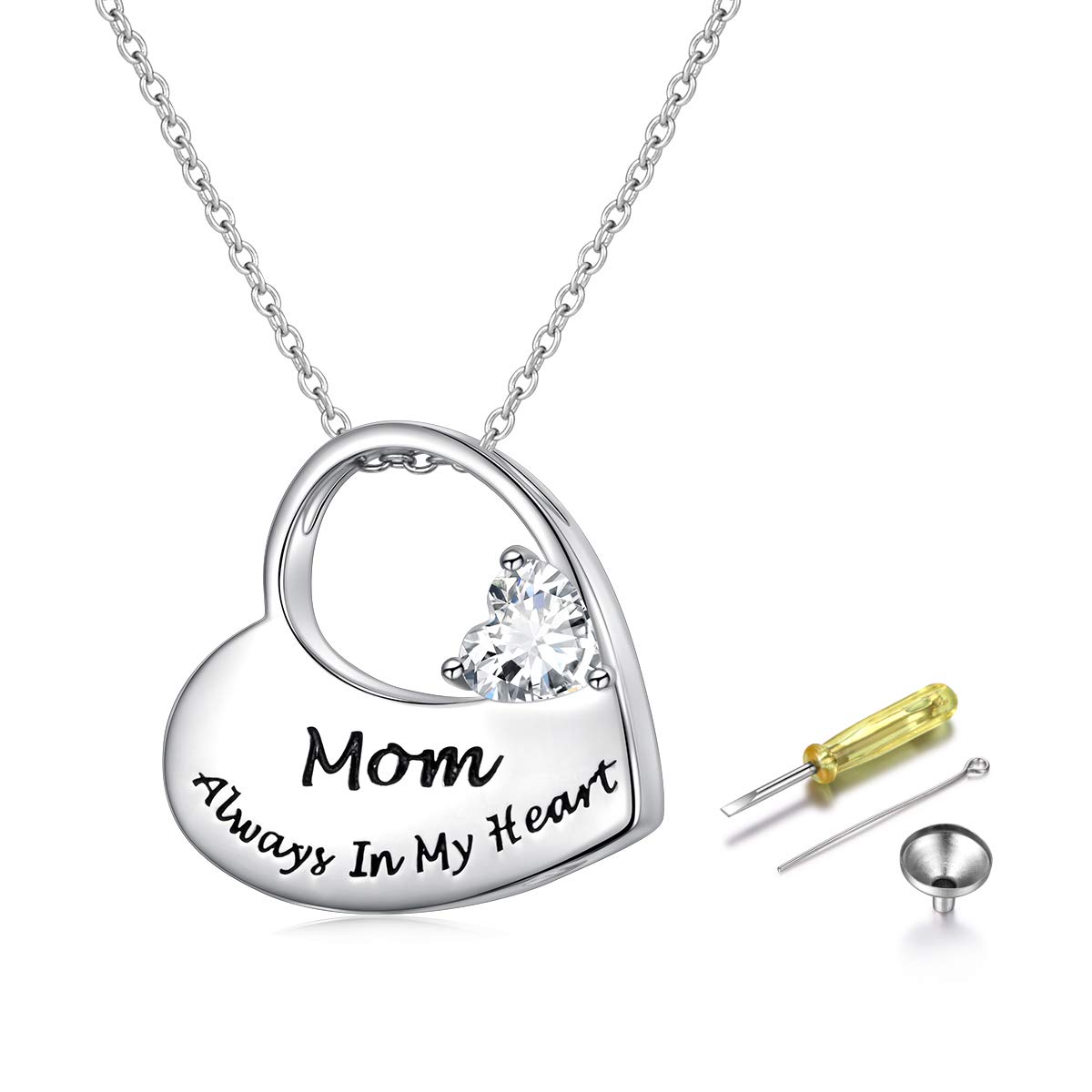 FLYOWS925 Sterling Silver Urn Necklace for Ashes Cremation Memorial Keepsake Pendant Necklace Jewelry for Women