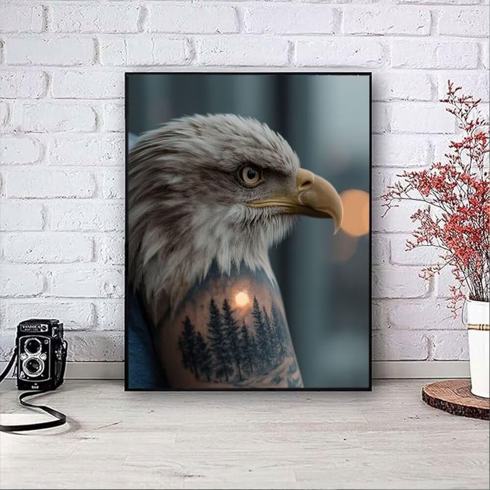 Eagle Animal Diamond Painting Zestawy dla dorosłych, 5D Wiertarka Okrągłe Diamenty Malarstwo Dzieci Malarstwo, Diamant Art Haft Cross Stitch Obrazy, Mozaika Sztuka Do Dekoracji Ściany Domu 90x120cm